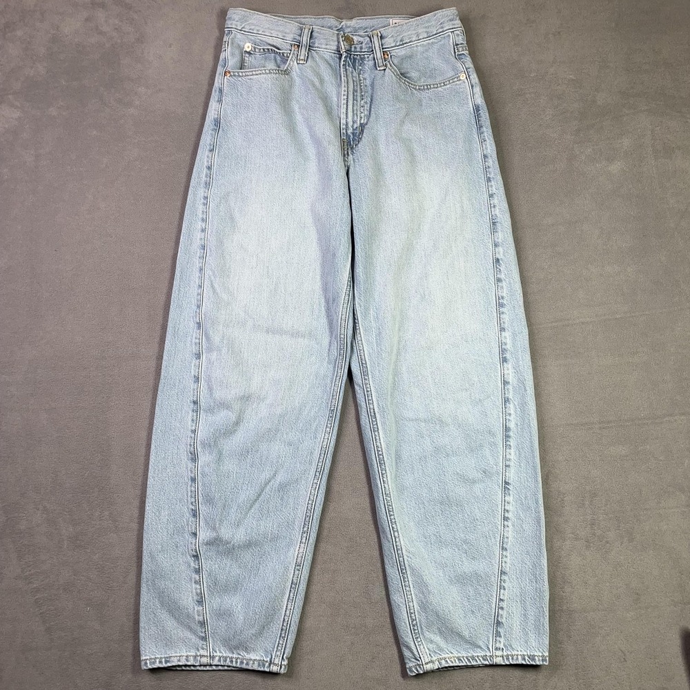 GAP High Rise UltraSoft Barrel Jeans Womens 27 4 Regular Light Wash Denim